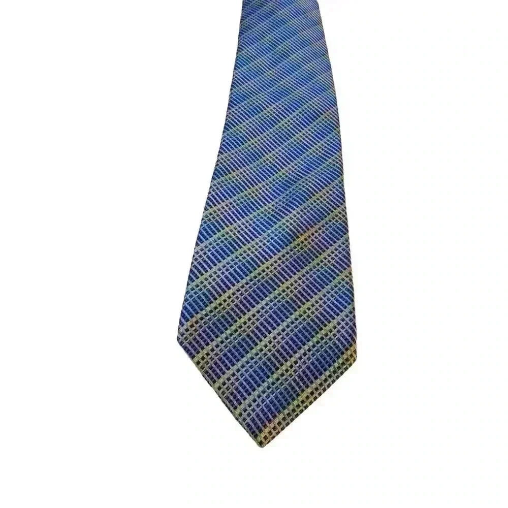 TED BAKER Blue Multicolor Geometric Stripe Silk Tie Neck Tie‎ Neckwear USA